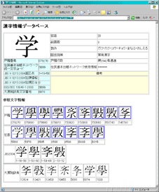 漢字情報データベースの検索結果